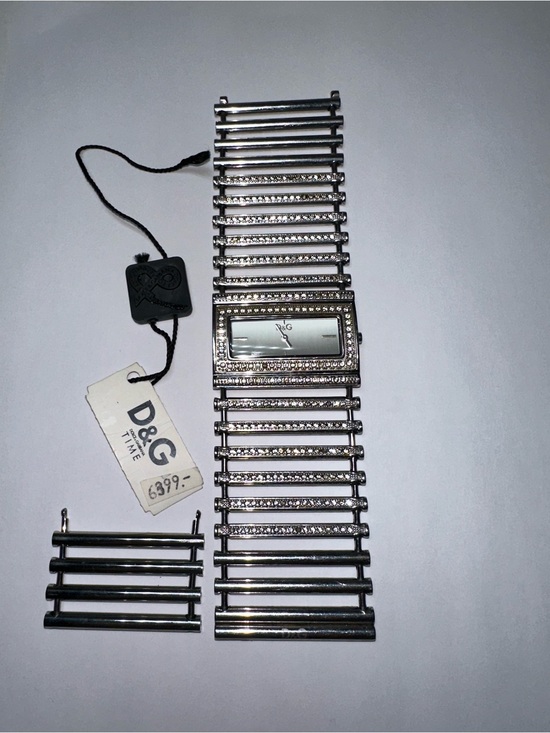 D&G Silver Crystal-Accented Bracelet Watch